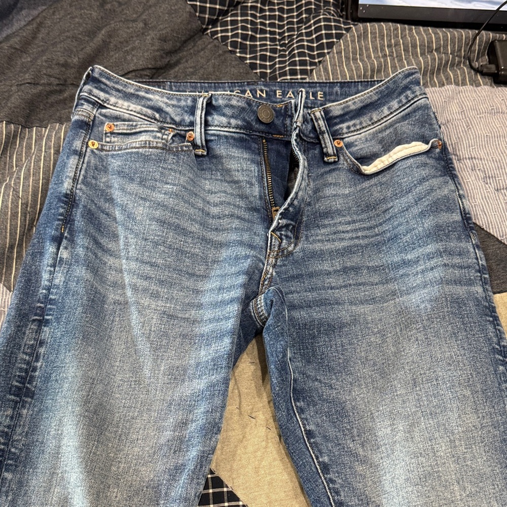 American Eagle Outfitters Men's Distressed Blue Skinny Jeans